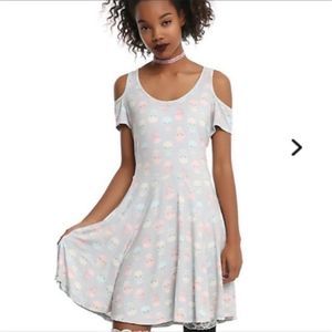 Hot Topic pastel cold shoulder skull dress NEW